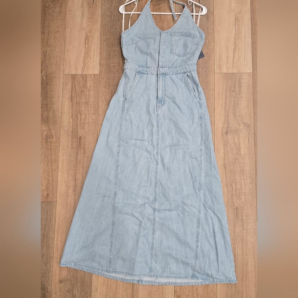 Denim Halter Maxi Dress - Picture 6 of 12
